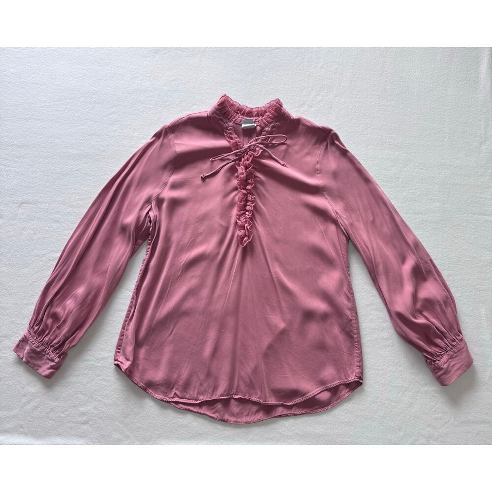 Rose Pink Chico's Ruffle Long Sleeve Blouse